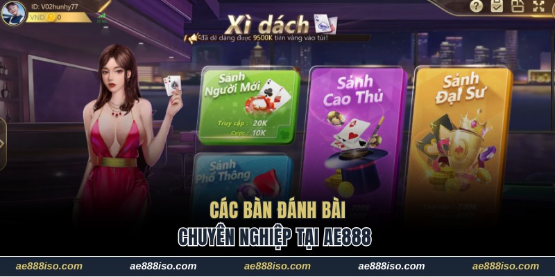 Các bàn đánh bài chuyên nghiệp tại AE888